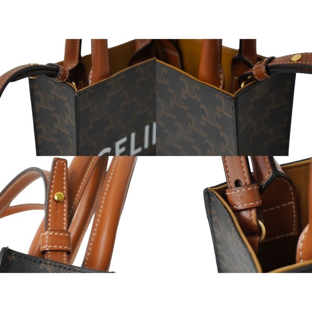 Celine Vertical Triomphe Canvas Shoulder Bag Brown Logo - Picture 4 of 8